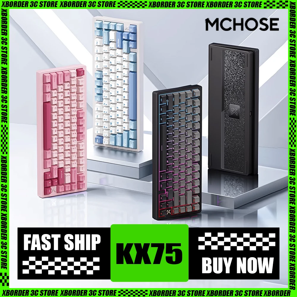 MCHOSE KX75 Mechanical Keyboard Aluminium Alloy Three Mode Bluetooth Wireless Gaming Customized Keyboard E-sports Pc Gamer Gifts