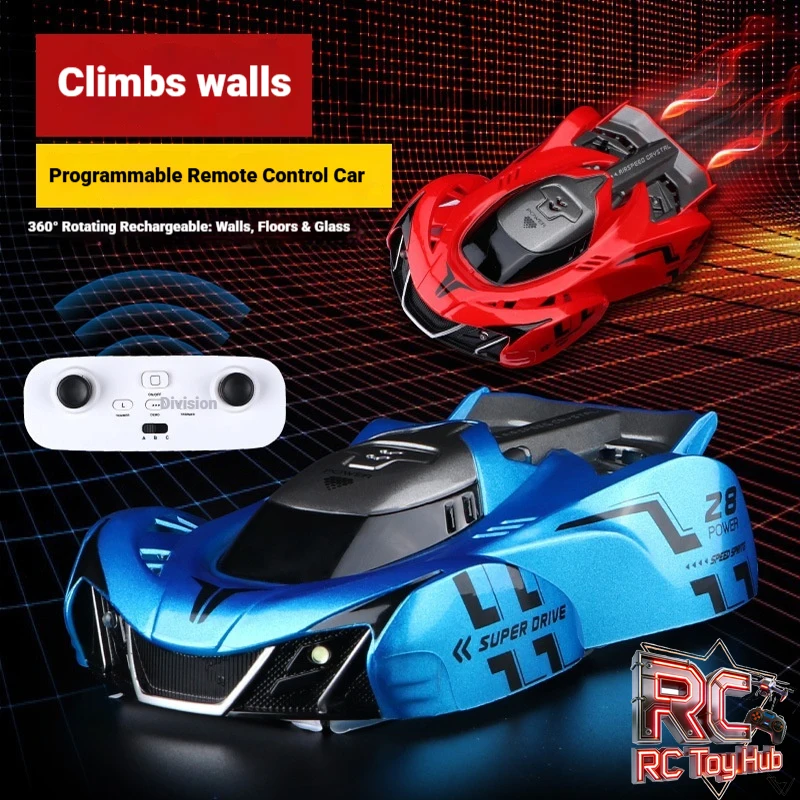 Programmable Remote Control Wall Climbing Stunt Car Dual Mode Wall Ground Electric Toy Car For Kids Indoor Outdoor Play