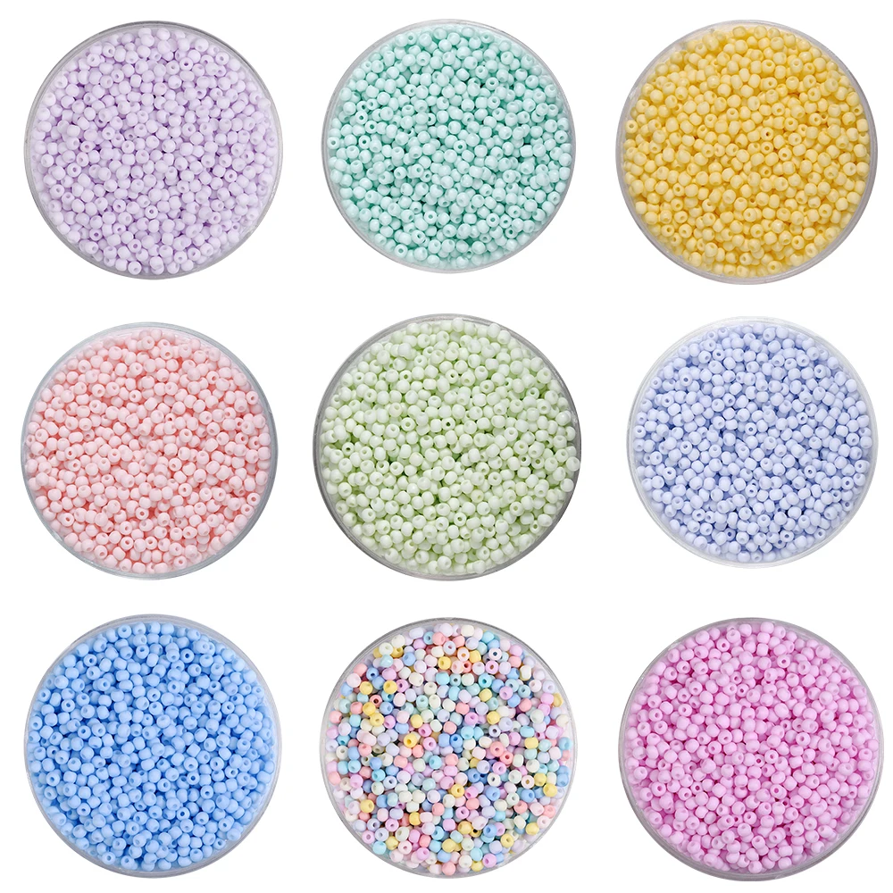 10g/pack Glass Macaron Round Shape Frosted Beads for Jewelry Making DIY Charm Bracelet Earring Necklace Accessories 2/3mm