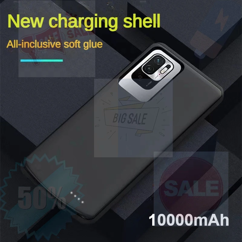 

10000mAh Battery Charger Case for Xiaomi Poco X3 GT Pro Portable Silm Silicone Shockproof External Power Bank Phone Case