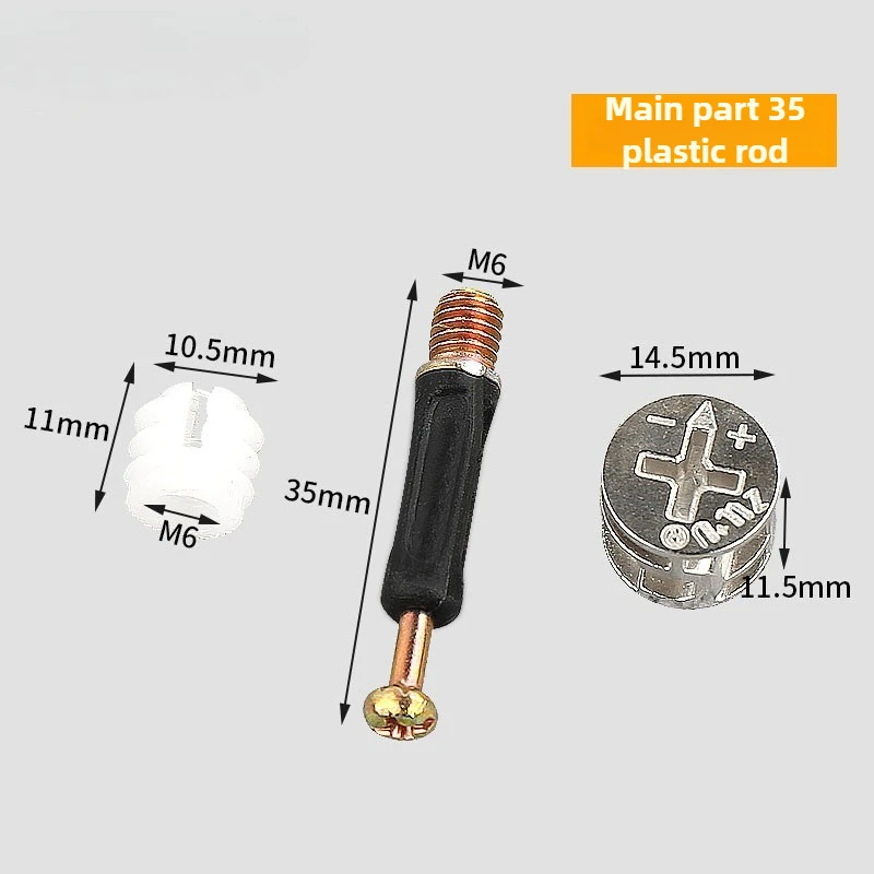M6 Furniture Bolt and Nut Set Clothes Cabine Desk Link Fixer Connector Screw  Length 32 35 40mm Three-In-One Woodworking Nut