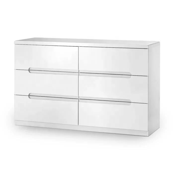 

Drawers Storage Dresser White High Gloss Bedroom 2+4 Living Room Furniture Modern Wood MDF Metal PANEL,PANEL Roller Glides