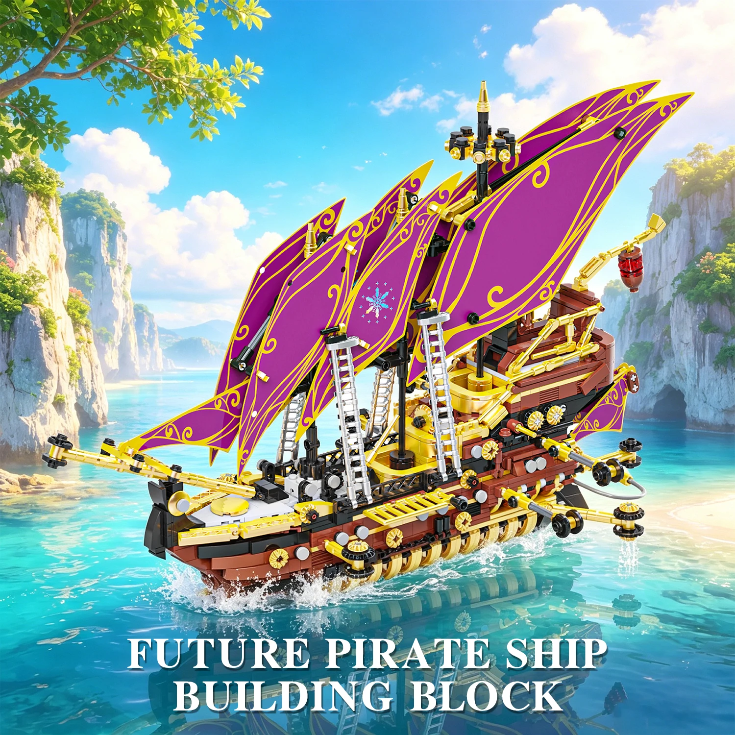 

Ideas The Future Pirate Ship Building Block Set Pirates Royal Battle Boat Model Bricks Toys For Kid Adult Gifts With LED