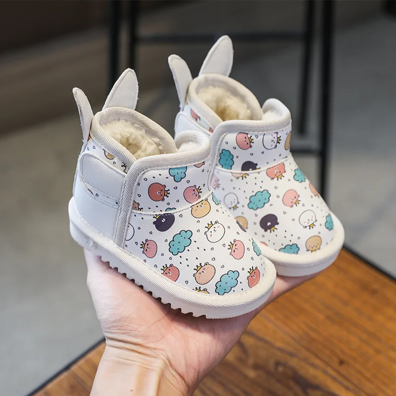 Children's Snow Boots Autumn and Winter Baby Shoes 0-1 Year Old Soft Soled Walking Shoes Anti-skid and Warm Cotton Shoes