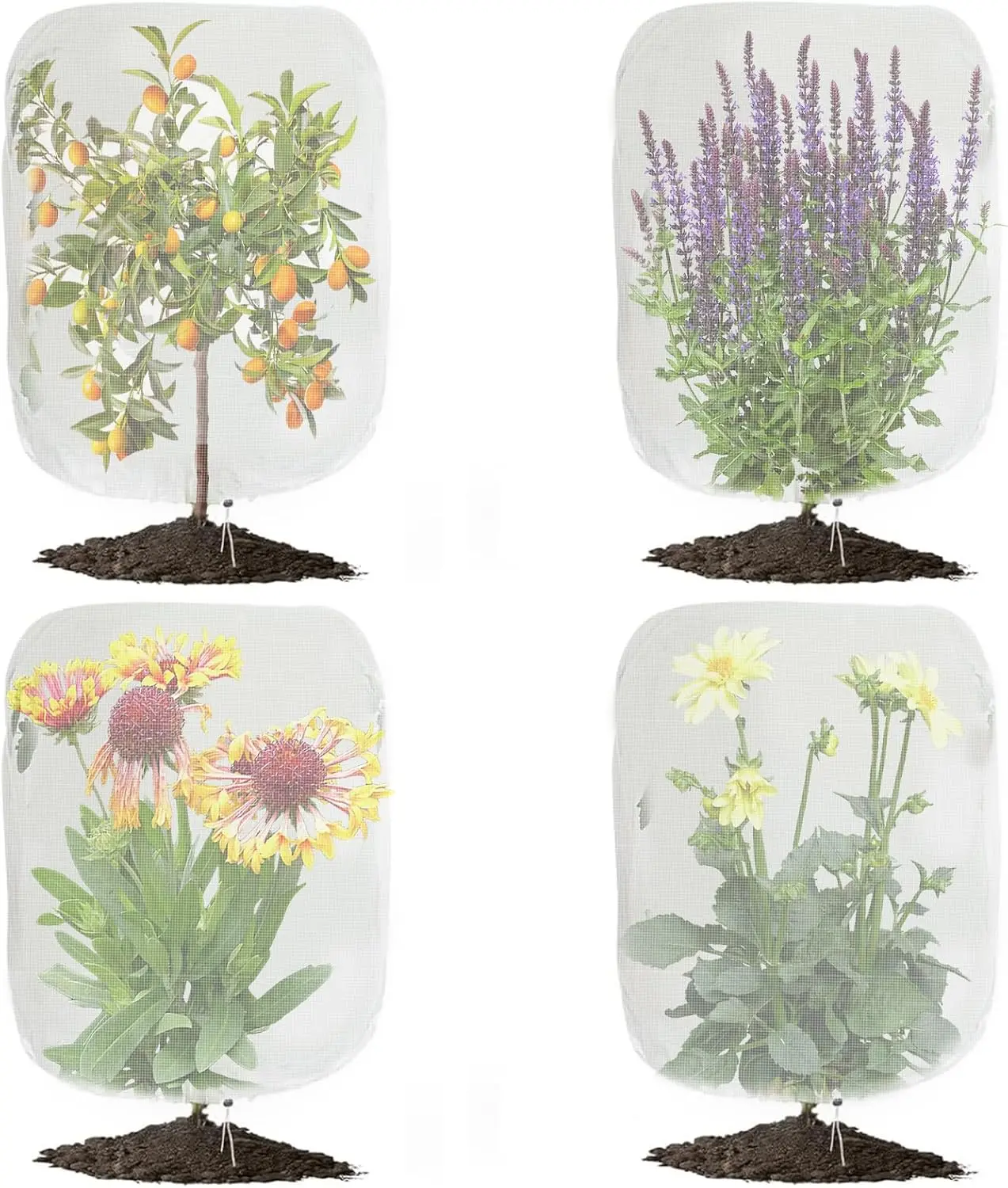 

Набор из 4 сеток для защиты растений, 1x0,8 м, сетка от вредителей с завязками для овощей, фруктов и кустарников