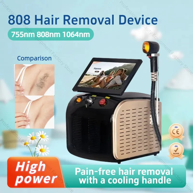 

Diode Laser 755 808 1064 Professional Body Hair Removal Machine 3 Wavelengths Ice Platinum Cooling System Painless Hair Removal