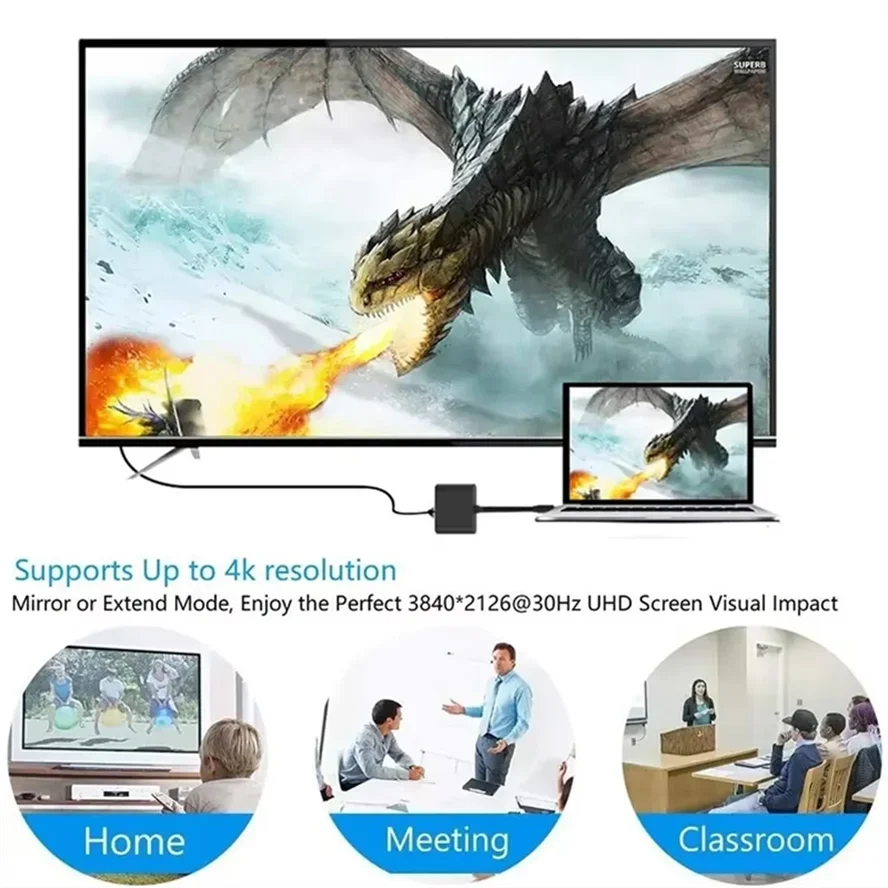 USB C HUB 3in1 نوع C 3.0 إلى HDMI محطة إرساء متوافقة PD شحن سريع 4K HDMI محول الفاصل للكمبيوتر الهاتف ماك بوك