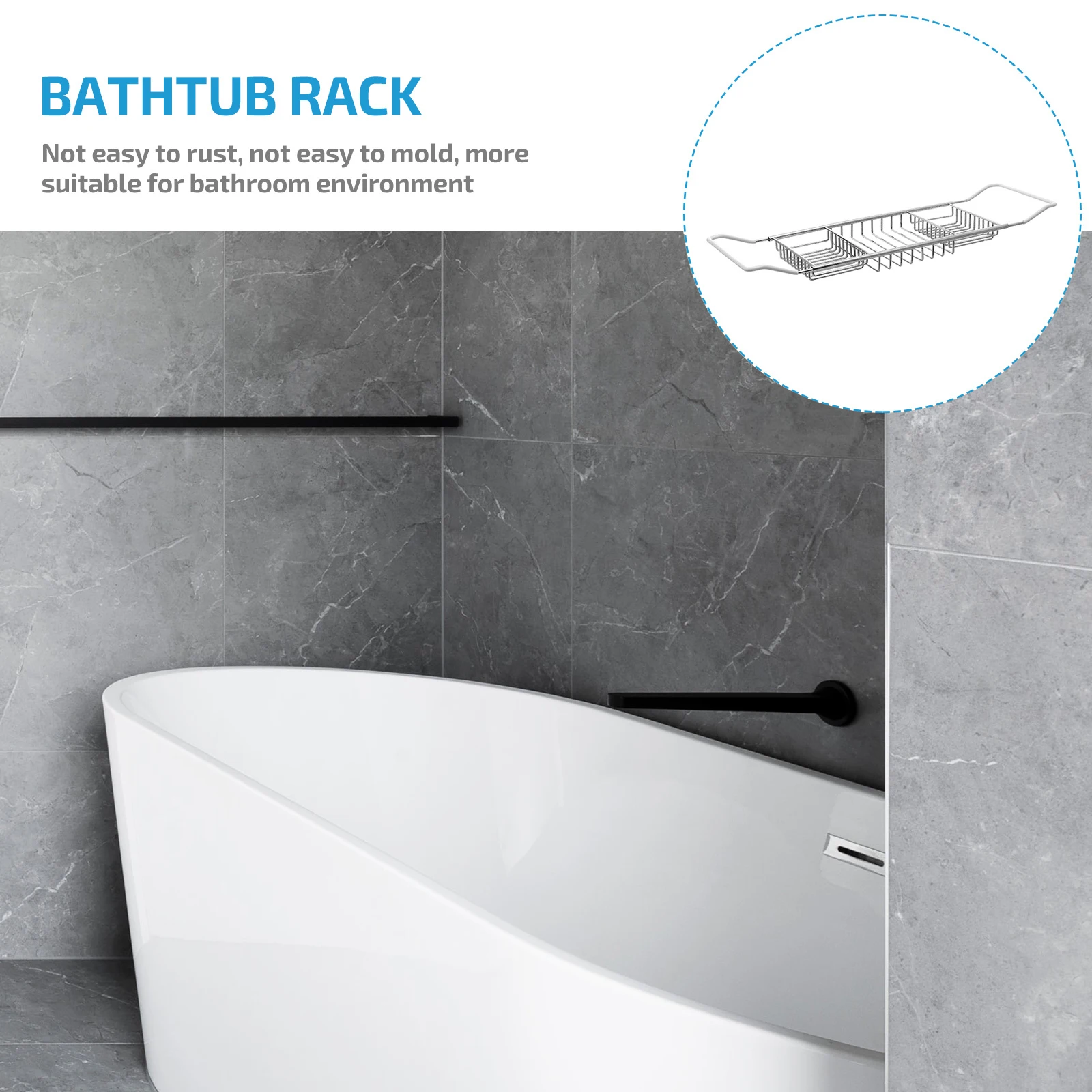 

Adjustable Bath Tub Rack Extendable Anti-Slip Bathtub Shelf Stainless Steel Waterproof Storage Organizer For Home Bathroom Use