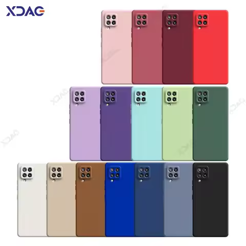Luxury Official Soft Square Liquid Silicone Case for Samsung Galaxy A22 4G A42 5G SamsungA22 SamsungA42 Phone Back Cover Housing
