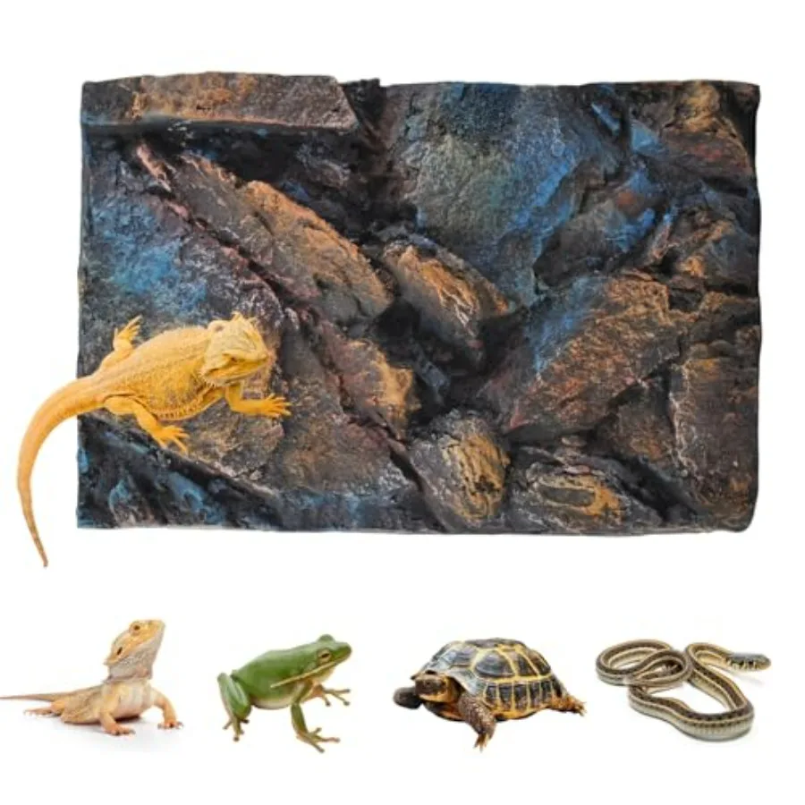 

Rock Terrarium Background, 3D Reptile Tank Background Board Amphibian Stereo Backdrop Wall Reptile Stereo Decoration Aquarium D