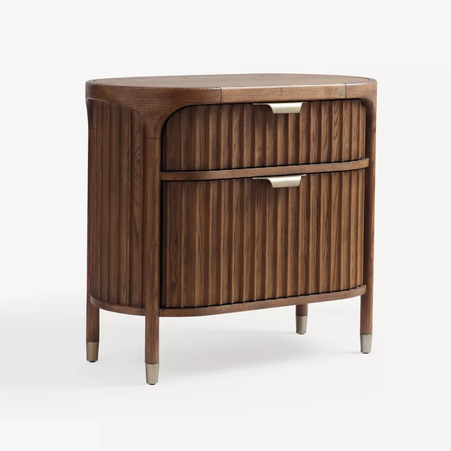 Comodino con pannello scanalato in legno di frassino, tavolino per mobili da camera da letto