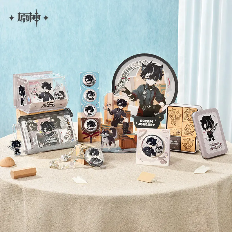 Original Wriothesley Badge folding fan Keychain Pendant Seal Storage Box sticker pack Genshin Impact Cosplay ornament Xmas gift view 4