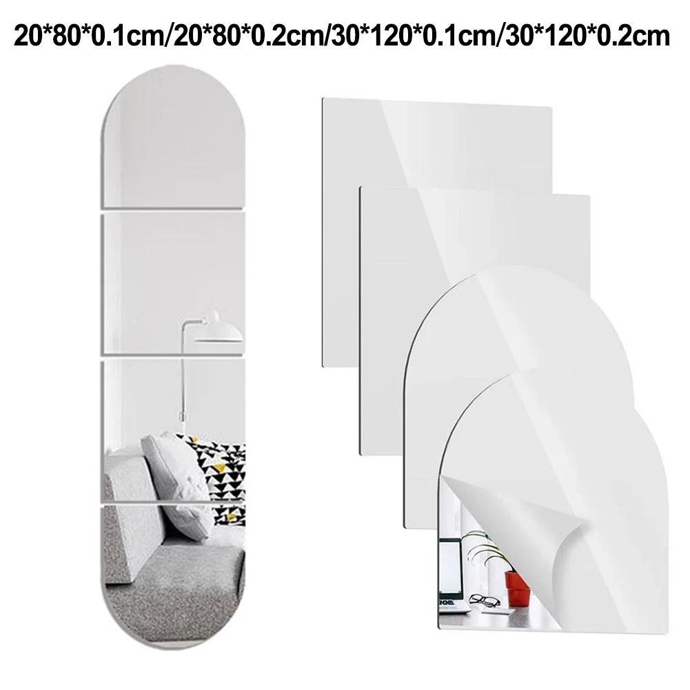 4pcs 20cm/30cm Acrylic Soft Mirror Stickers Full Body Mirror Soft Acrylic Mirror Sticker Rounded Square Soft Mirror Sticker