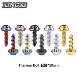 xingxi Titanium Bolt M5x20mm Self-Tapping Button Hex Head Screws Bolt for Motorcycle Bike Car