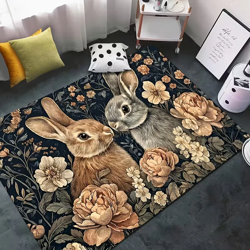 Cute White Maltese Dog Face Area Rug Non Slip Floor Mat Realistic Fluffy Puppy Portrait Print Soft Carpet for Living Room