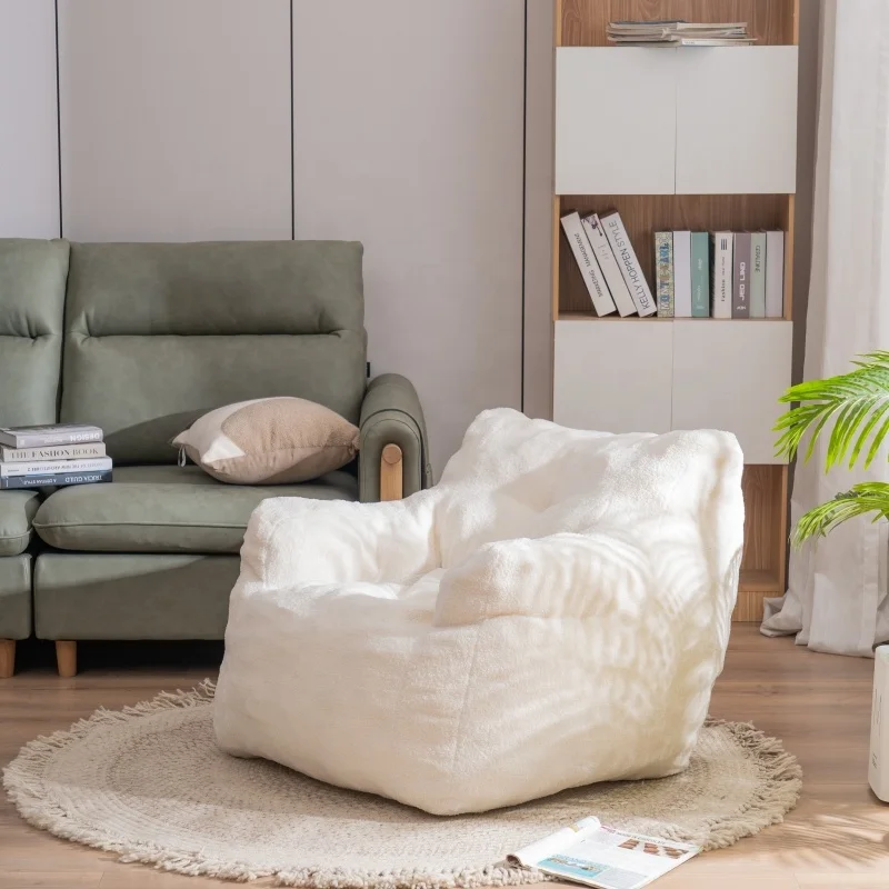 #Modern Home Custom Color Fluffy Bean Bag Chair Tufted Lazy Sofa with Vacuum Compression Packing Fabric Upholstery