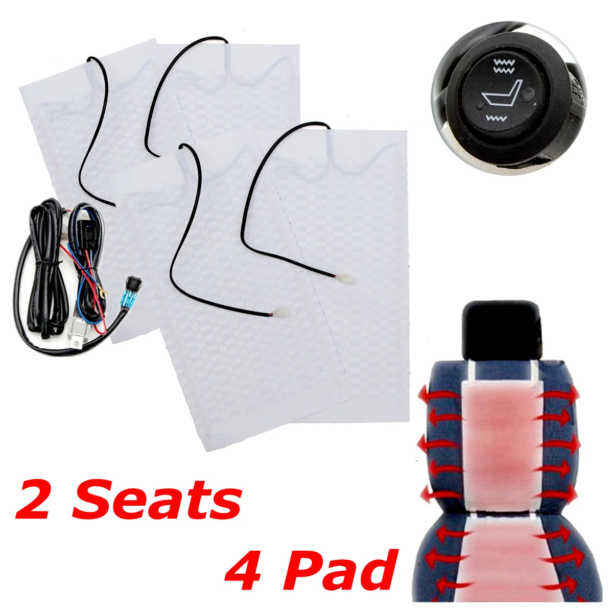 12V Car Seat Heat Pads Winter Warmer Seat Covers 3 Level Switch Cushion Set Seats Heating Pad Seat Supports