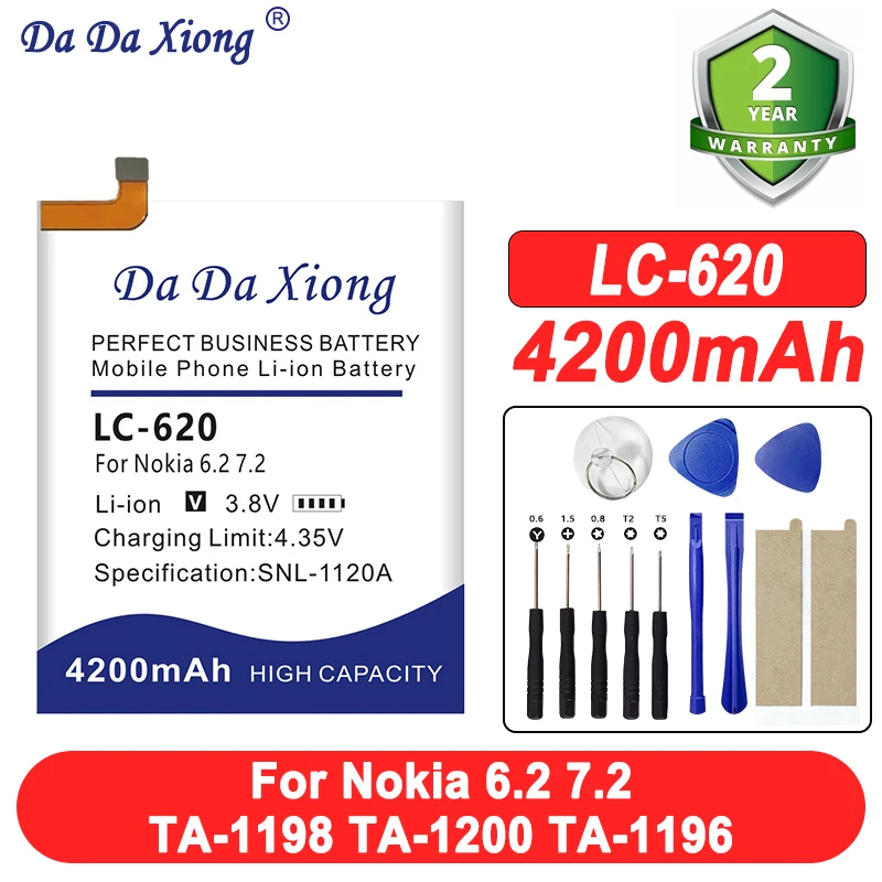 DaDaXiong 4200mAh LC-620 Battery for Nokia 6.2 7.2 TA-1198 TA-1200 TA-1196