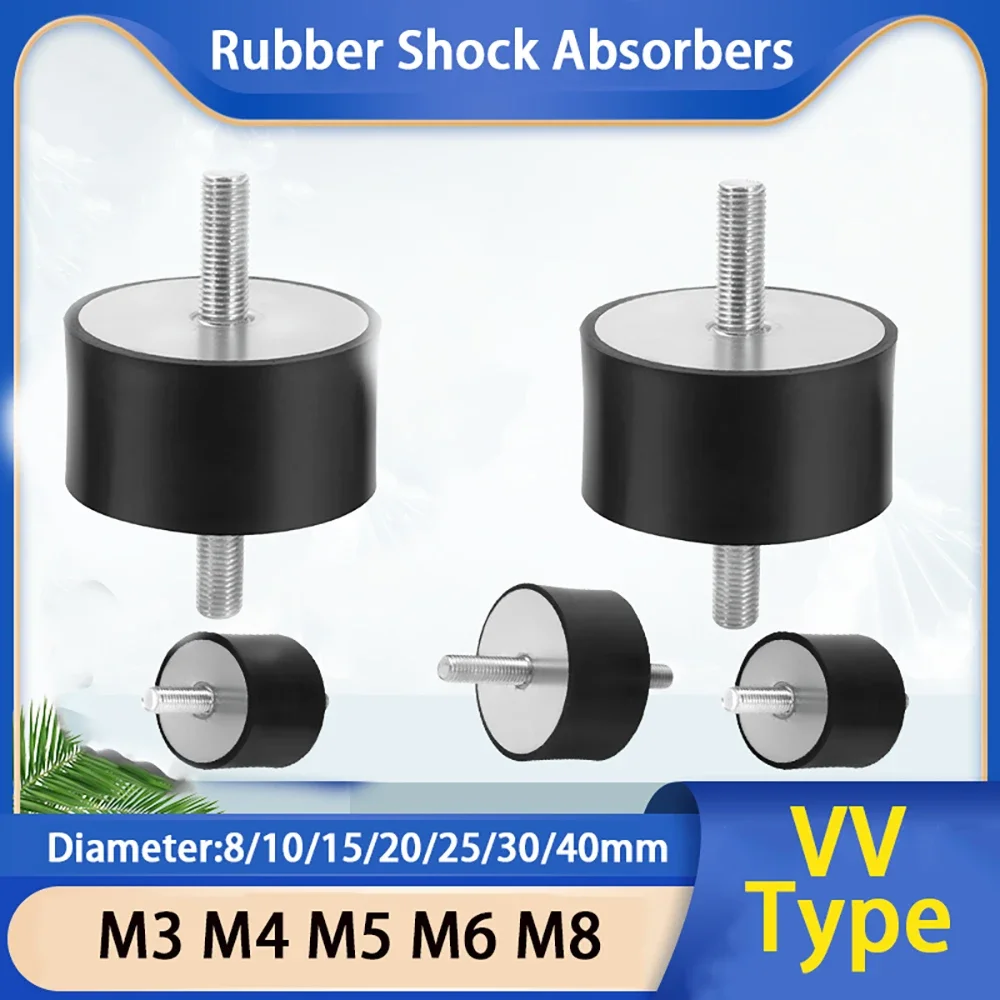 M8 M6 M5 M4 M3 Rubber Shock Absorber VV-Type External Thread Double Head Shock Absorber Diameter 8/10/15/20/25/30/35/40mm
