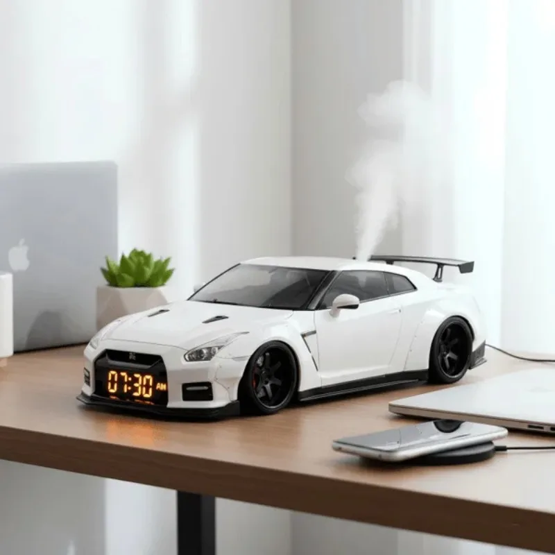 

New Super Sports Car Alarm Clock Realistic Engine and Light Effect Bedside Ornaments