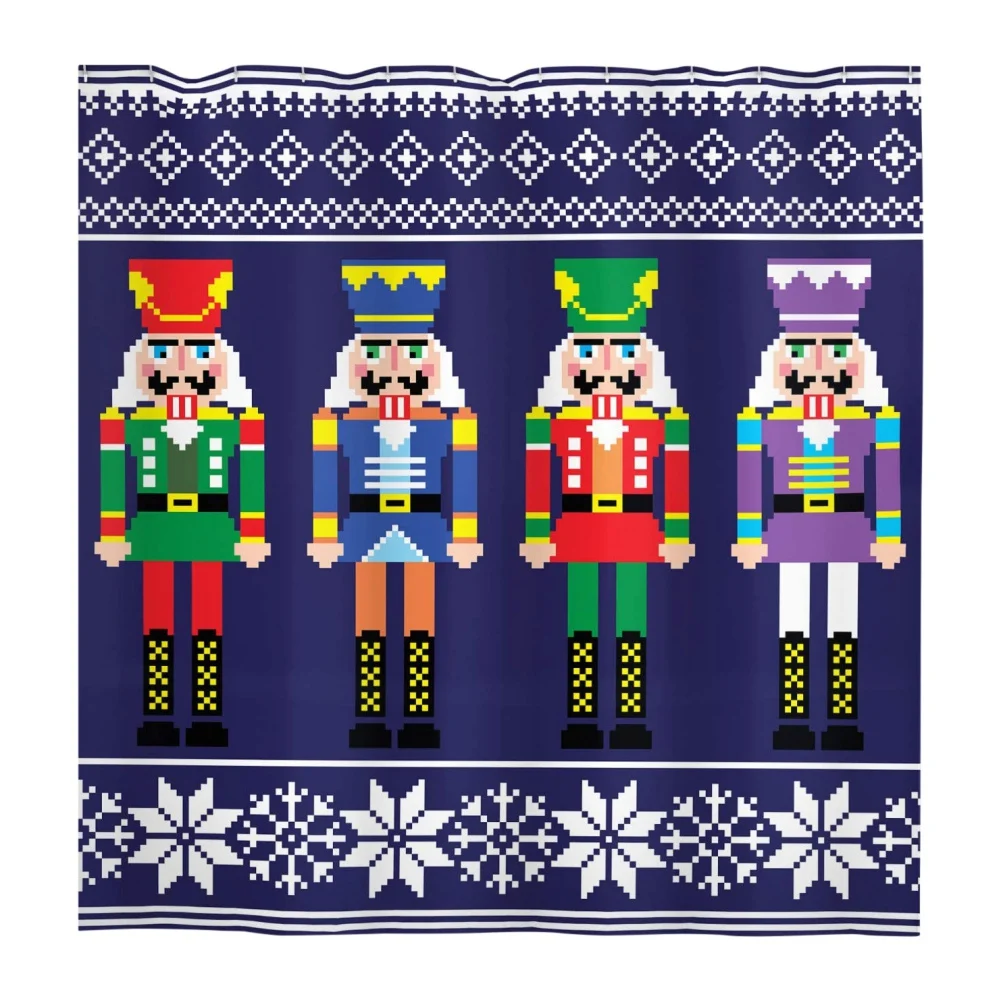 Christmas Decoration Nutcracker Soldier Shower Curtains Print Shower Curtain Waterproof Polyester Bathroom Curtain Home Decor