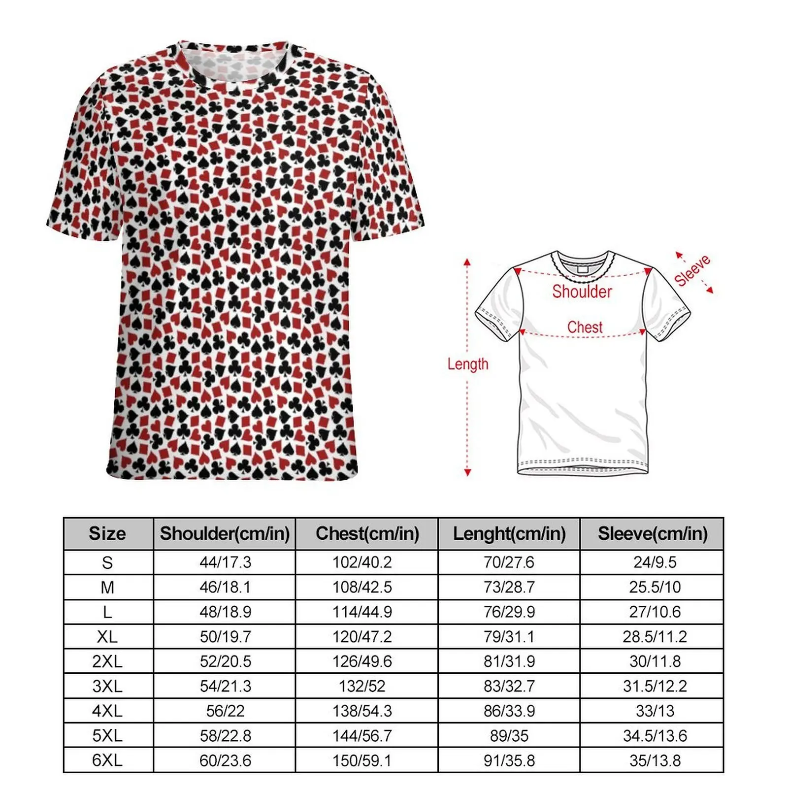 Summer T Shirt Poker Playing Card Suit Vegas Casino T Shirts  Basic Hippie Tees For Man Short Sleeves Graphic Oversize Clothing