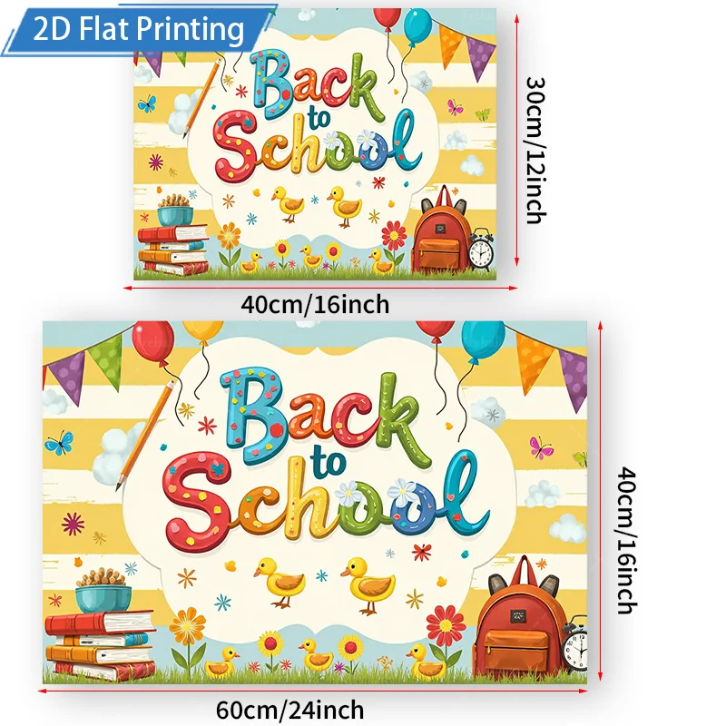 [2D FLAT] 1 قطعة 4x16 بوصة علامة معدنية العودة إلى المدرسة جدار الفن 2D الطباعة المسطحة علامة معدنية الزخرفية لغرفة الأطفال والفصول الدراسية