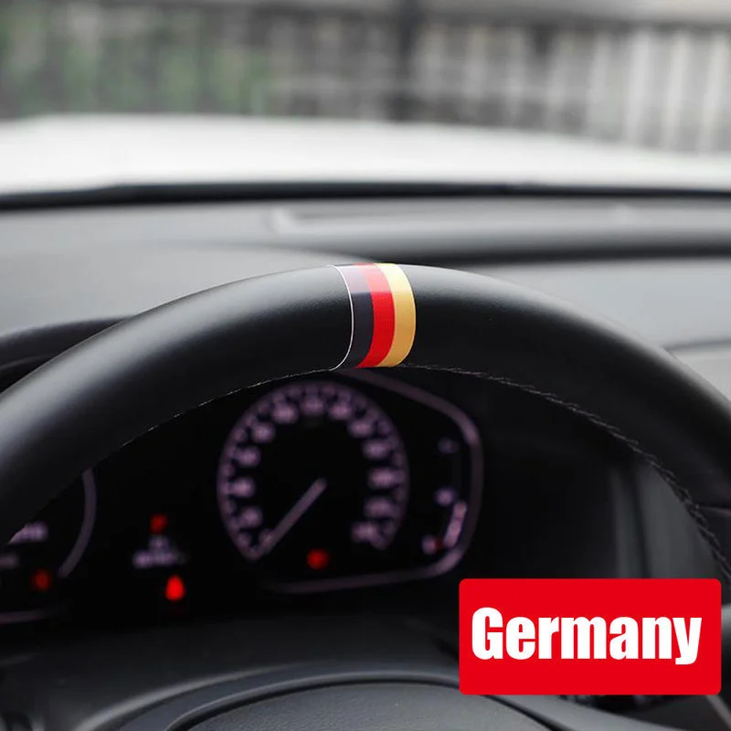 Car Interior Steering Wheel Sticker Germany Italy Spain National Flag Styling Steering Stickers Grille Decal Universal Car Decor