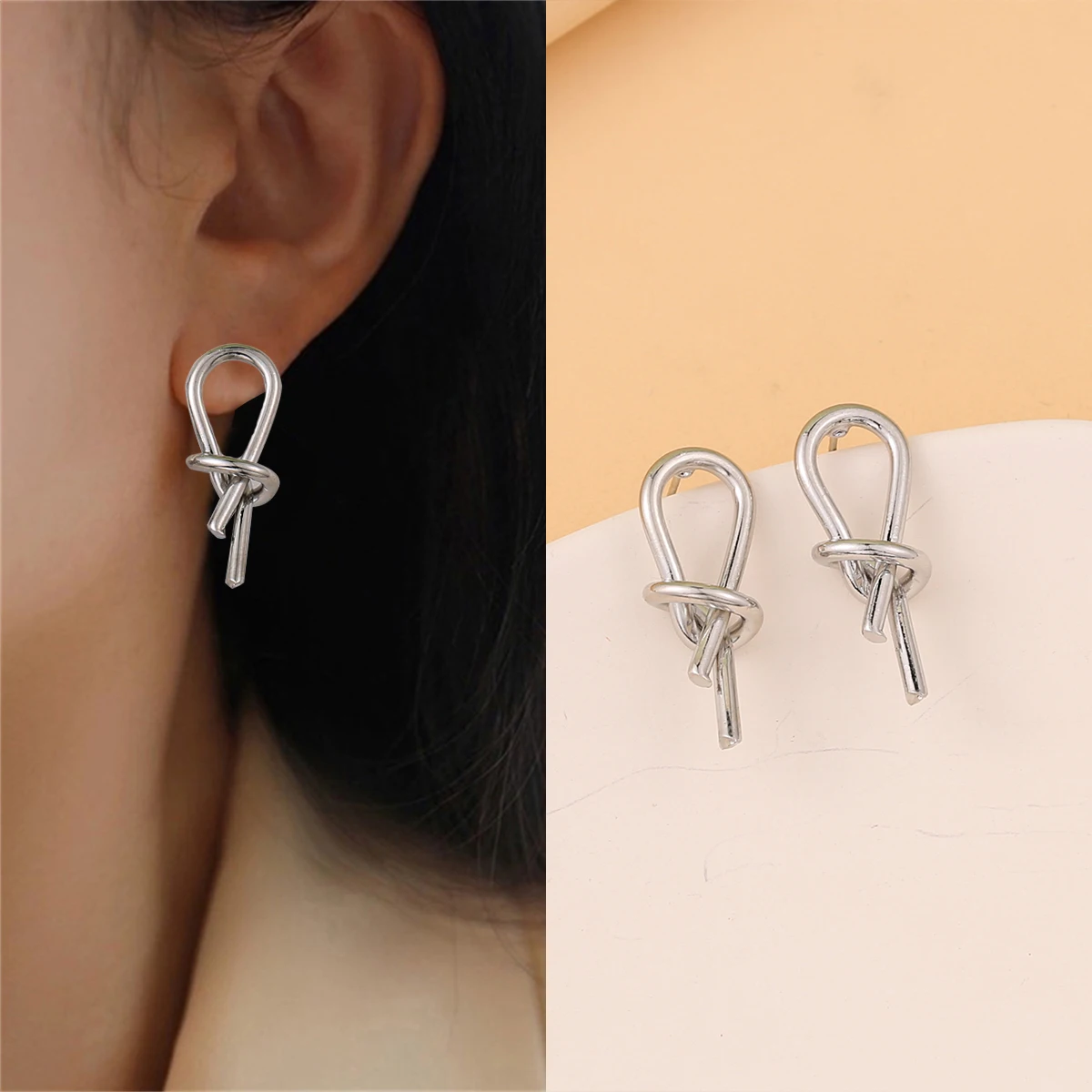 CARTER LISA Elegant And Cute Butterfly Bow Ribbon Pendant Earrings,Silver Women Ear jewelry Suitable For Casual Wear Or Parties