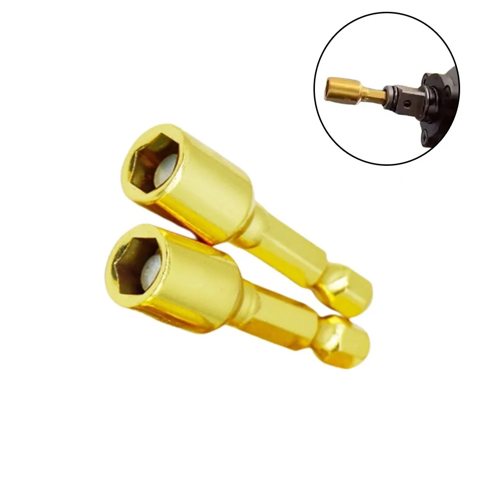 2pcs 8mm Hex Socket Sleeve Nut Driver Magnetic Screwdriver Bit Set Socket 1/4inch Hex Shank Driver Adapter