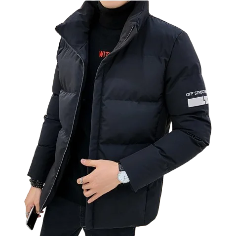 سترة سترة كلاسيكية للرجال بياقة واقفة مبطنة بالقطن ملابس خارجية دافئة وكاجوال سميكة معطف شتوي جديد #3