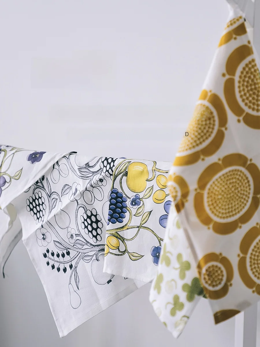 

Скандинавское льняное полотенце-салфетка Nordic Sle Kuovi: впитывающее, с женским узором, для домашнего использования, декор для обеденного стола