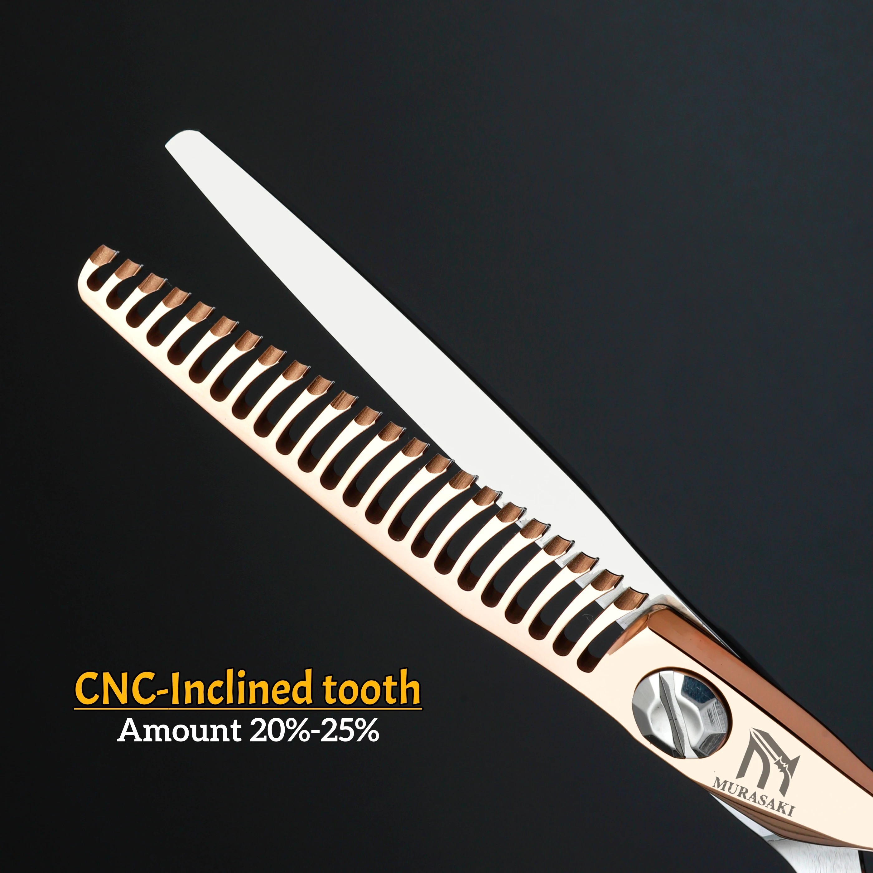 Professionelle Haarschneidescheren zum Ausdünnen, 6,1-6,3 Zoll, CNC-Texturscheren mit Roségold-Beschichtung, Haarschneidemaschine aus japanischem VG10-Stahl – Detail 5