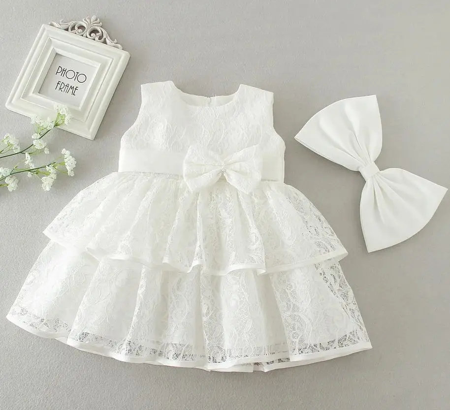 Girl Lace Layered Dress Baby Girls' Princess Dresses 0-24M Newborn Red Clothes