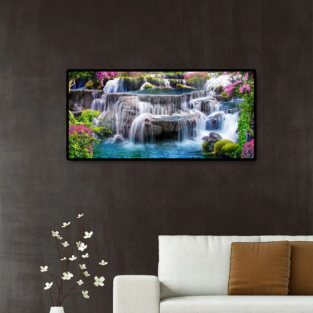 Paisaje de montaña DIY pintura de diamante 5D arte de pared de lienzo de diamantes de imitación redondo completo