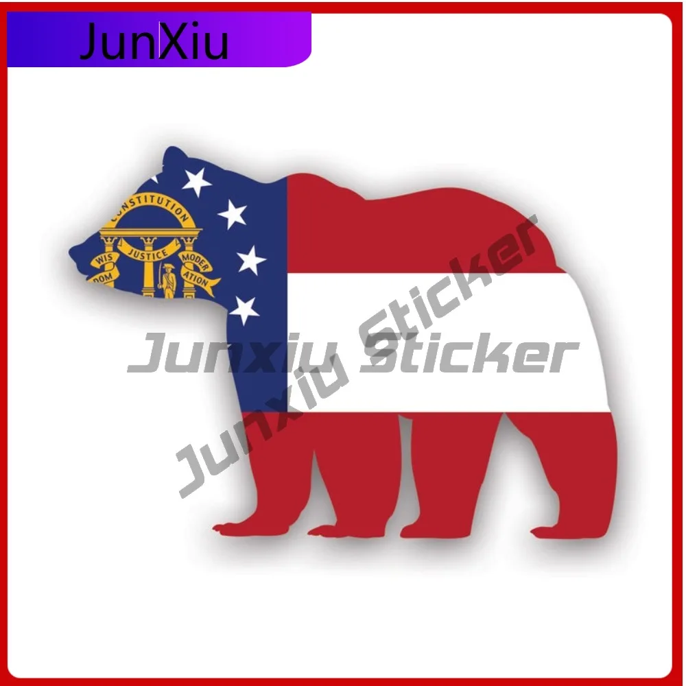 

Stylish Street Georgia Cartoon Bear Flag Sticker Decal American Made Uv Protected Outdoors Explore Camping Hiking Overlanding