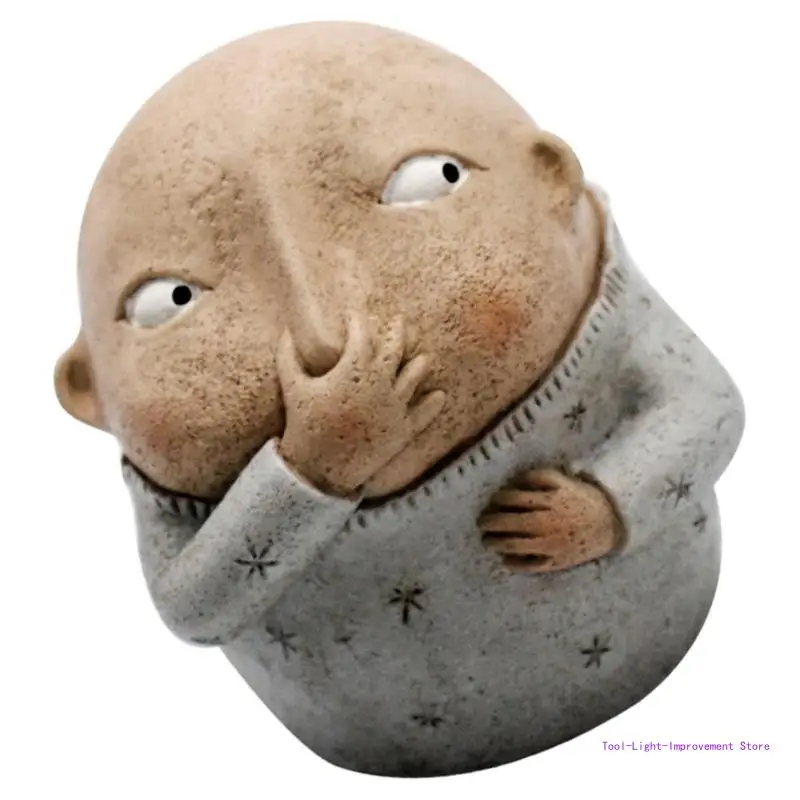 

C63E Boy Holding Nose Sculpture Primitive Figurine Funny Bathroom Decorations Resin Craft Desktop Statue Ornament 6.3” High