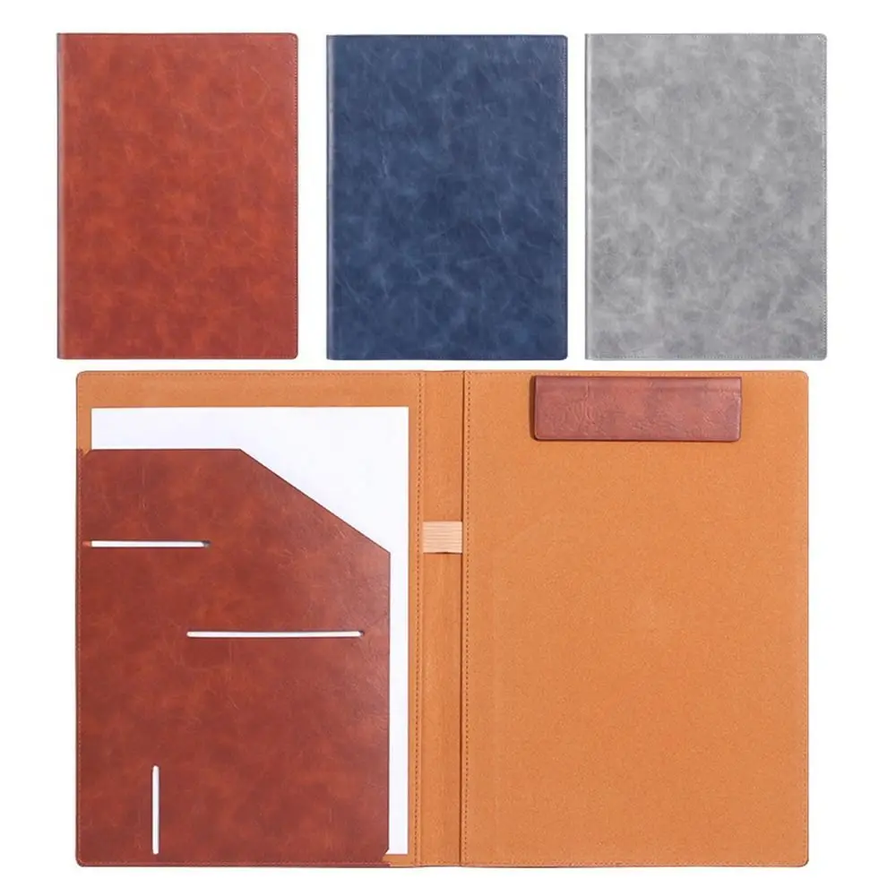 

Multifunctional A4 Conference Folder Vintage File Storage Contract File Folders Simple Portable Clipboard Leather File Folders