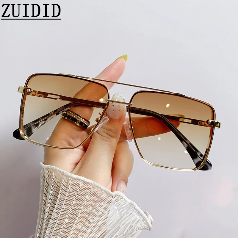 Okulary przeciwsłoneczne damskie 2023 luksusowe kwadratowe modne okulary w stylu Vintage brązowe niebieskie odcienie luneta De Soleil Femme Gafas De Sol Mujer Lentes