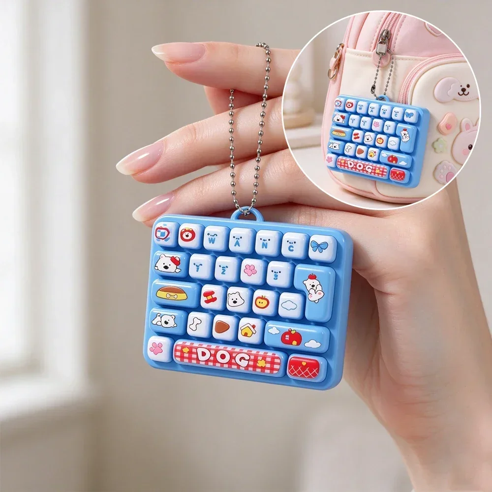 2027 Mini 26-key Mini Key Caps Clicker Fidget Toys Animal Keyboard Keyrings Button Stress Relief Toy Bag Charms Gift 26 키캡 키링