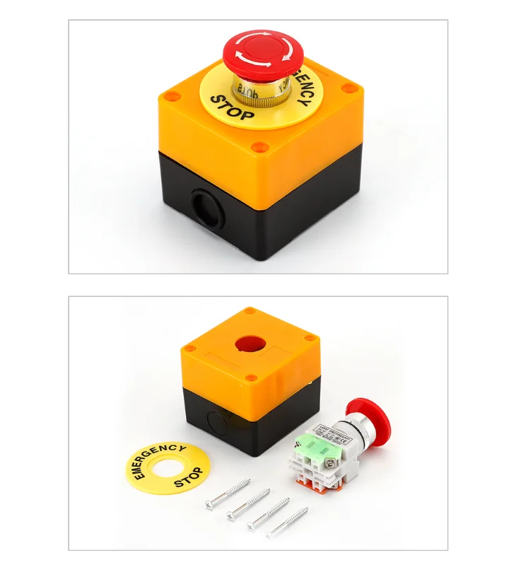 10A Emergency stop button box 22MM single hole emergency stop switch control box elevator emergency switch waterproof button box