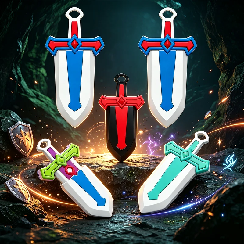 Cool Magnetic Fidget Sword Push Card Toy Stress Relief Fidget Pop Knife Toy Desktop Fidget Game Toy for Adult Party Decor Gift