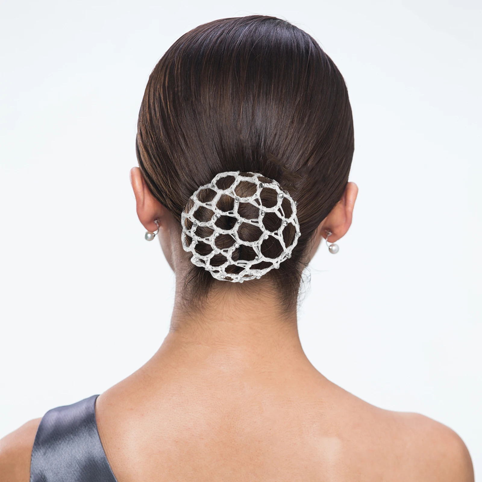 

Hair Net Mesh Elastic Hairnet for Women Buns Professional Use Pearl Decor Durable Rayon Comfortable Secure Fit Bride Hairstyle