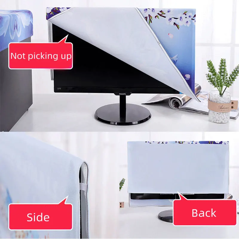 3 PCS Desktop Computer Dust Cover Suit 19-32 Inch Keyboard Host LCD Screen Catoon Protective Cover For Household Dust Covers