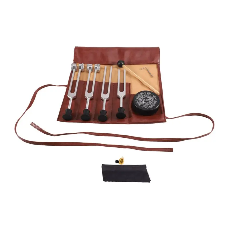 FSTE-For Healing,Sound Therapy Tuning Forks Set- 128Hz 136.1Hz 256Hz 384Hz& Activator With Base For Health Purposes Body