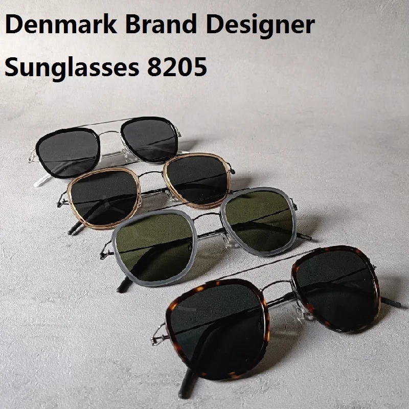 Denmark Fashion Screwless Sunglasses Titanium Ultra Light Double Beam Men Sun Glasses Retro Square Frames  Prescription Optical