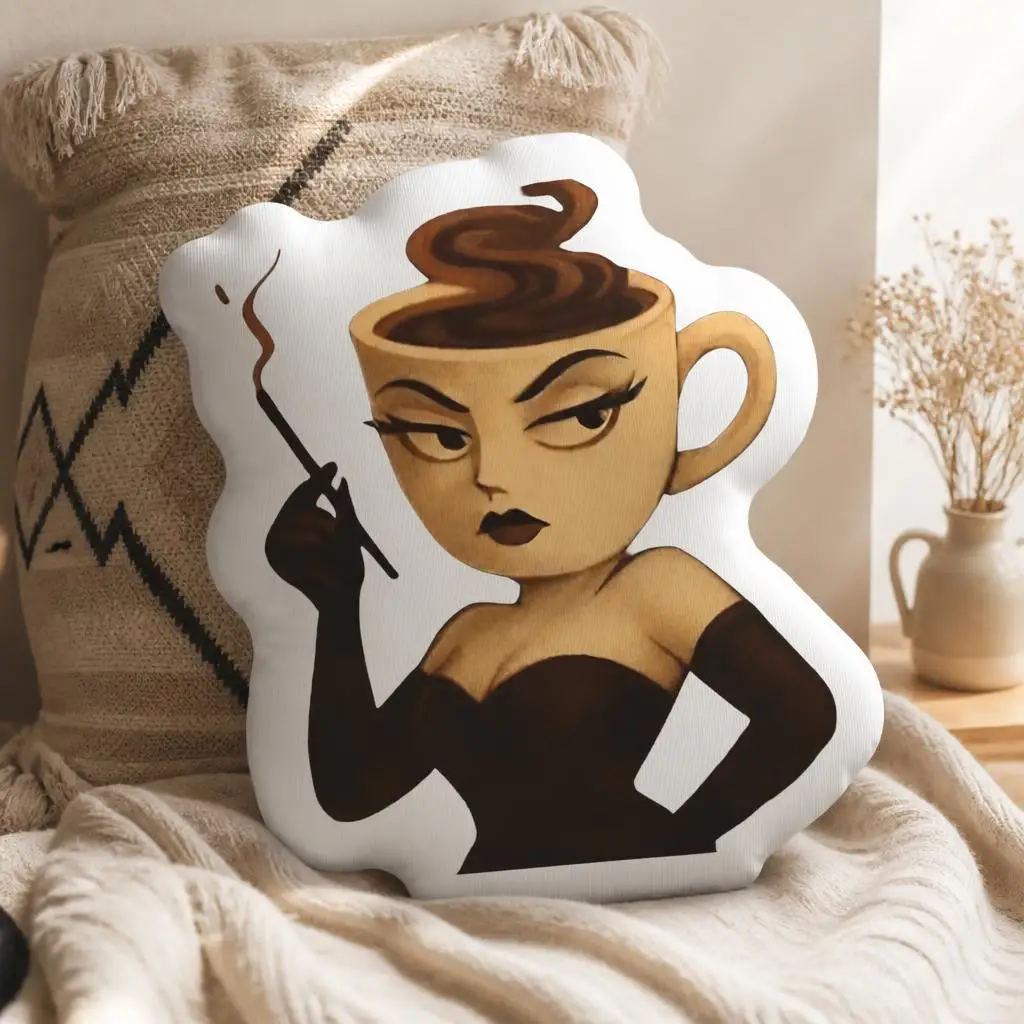 Espressona Signora Italian Brain Rot Meme Shaped Stuffed Pillow Coffee Lady Cushion Throw Pillow Living Room Home Decor Gift