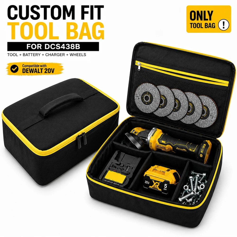 Tool Bag for DEWALT DCS438B 20V MAX Cut Off Tool Storage Case Organizer Battery Charger Cutting Wheels Carrying Bag Foldable