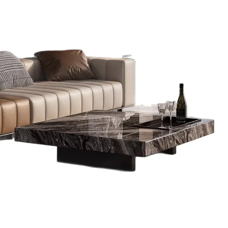 Italian minimalist rock slab coffee table living room home 2025 new light luxury modern high-end coffee table high-end