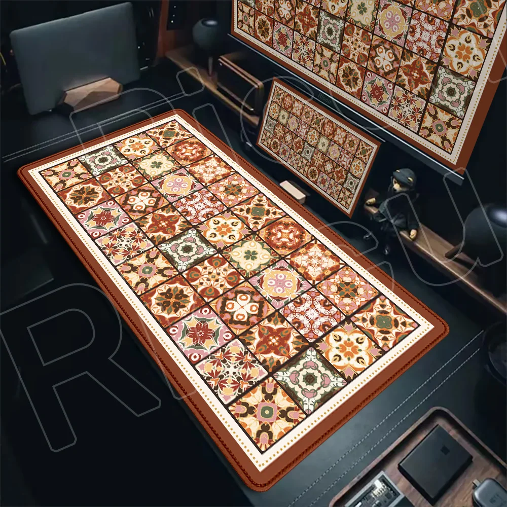 Alfombrilla de ratón XXL con estampado HD, alfombrilla de ratón con diseño de alfombra persa retro, alfombrilla grande para oficina, alfombrilla para escritorio de jugador, accesorio para ordenador y PC, alfombrilla antideslizante para ratón